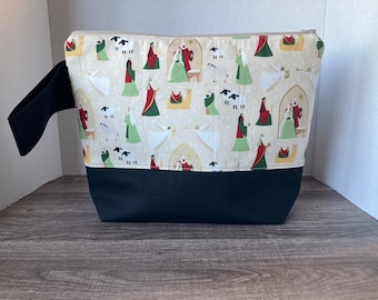 Large Sized bag, knitting project bag, project bag, project bag for knitting, zippered bag, Christmas, Nativity