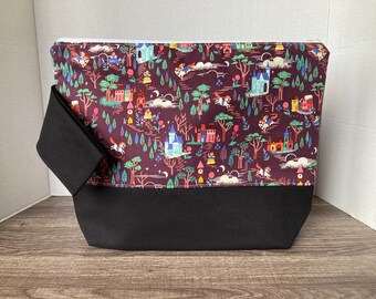 Large Sized bag, knitting bag, knitting project bag, project bag, project bag for knitting, zippered bag, Beauty and the Beast