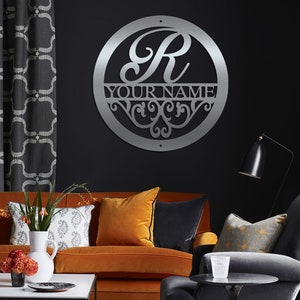 CUSTOM Metal Circle Monogram - Etsy