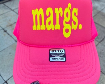 Margs | Trucker Hat | Neon Pink Hat | Funny Drinking Hat