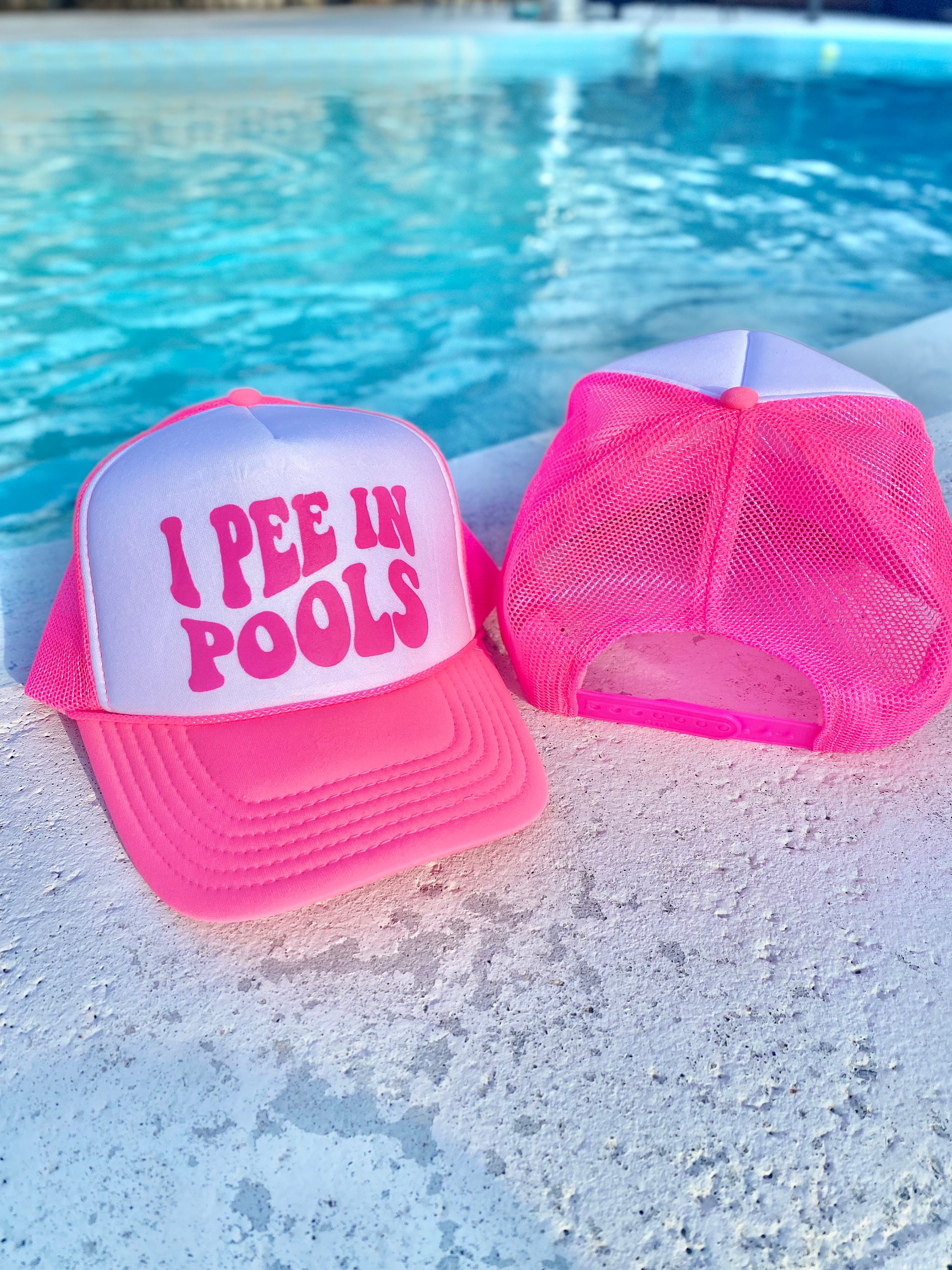 I Pee in Pools | Trucker Hat | Neon Pink | Ladies Hat