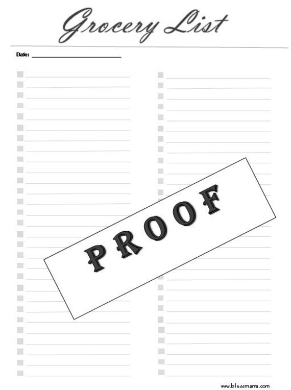 Grocery List Printable Grocery List Instant Download Home - Etsy