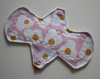 8" moderate pad, reusable cloth menstrual pad - eggs pink