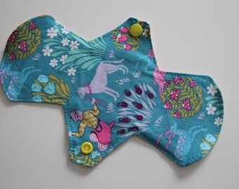 8" liner, reusable cloth pantyliner - splendor teal / Cotton back