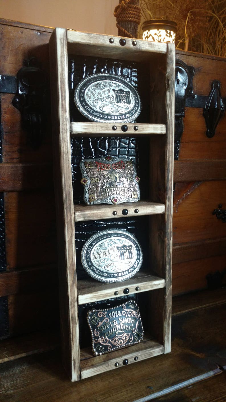 Belt Buckle Display holds 4 Award Belt Buckles wall Hanging Etsy