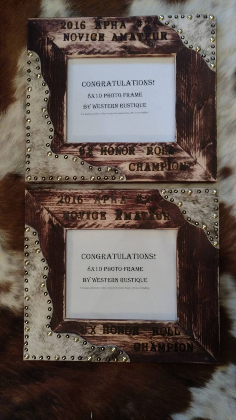 Customized AWARDS 8x10 Photo Frame with Hair on Hide Customized for your Assoc