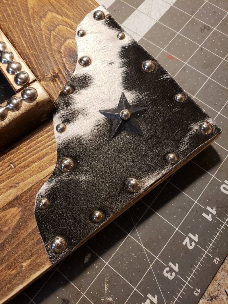 Belt buckle display CUSTOMIZED holds 15-20 buckles with FULL quality Hair on Hide Backing