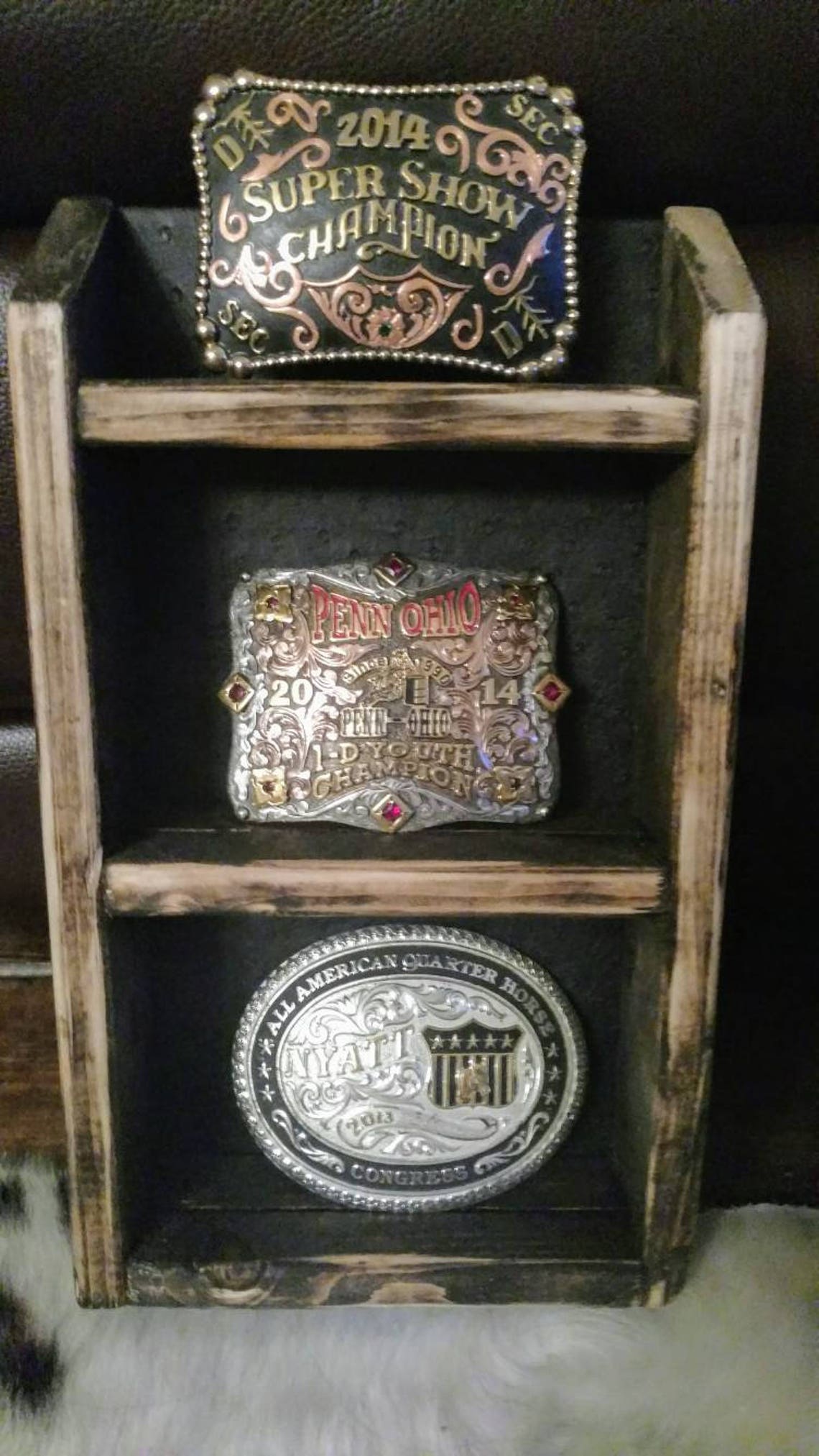 Belt Buckle Case Wall hanging BUCKLE Display for 3 Award Etsy