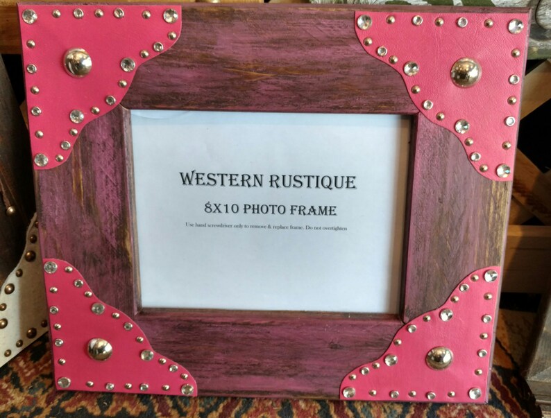 Gifts for her Pink /& Silver Bling Photo Frame Western Picture Frame