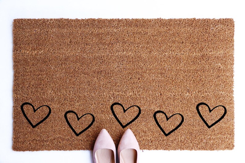 Hearts Doormat Valentine Doormat Coir Doormat Fun Doormat Etsy