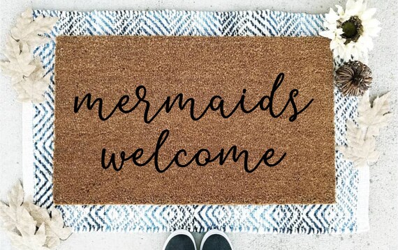 Mermaids Welcome Doormat Mermaids Only Coir Doormat Beach Welcome Mat Mermaids Only Doormat Funny Doormats Personalized Doormats
