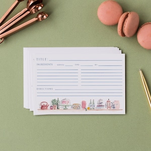 Cartes de recettes pour étagères de cuisine - Jeu de 12 ou 36 cartes, tailles 4 x 6 et 5 x 7 pouces.