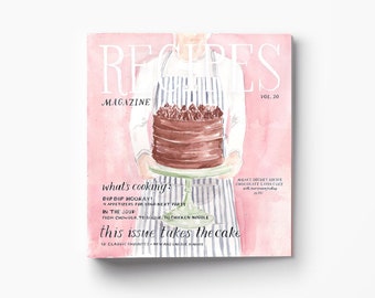 Recipe Binder - Layer Cake Magazine Cover - 3-Ring Binder for Recipe Storage and Organization - 2-inch Spine - Add Optional Tab Dividers