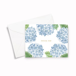 Hydrangea Thank You Notes - Blue Hydrangea Thank You Note, Blue Hydrangea Stationery, Hydrangeas Stationery, Summer Cards, Preppy Thank You