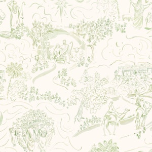 Christmas Wrapping Paper - Nativity Toile, Holiday Gift Wrap, Maximalist Gift Wrap, Colorful Gift Wrap, Watercolor Wrapping Paper, Green