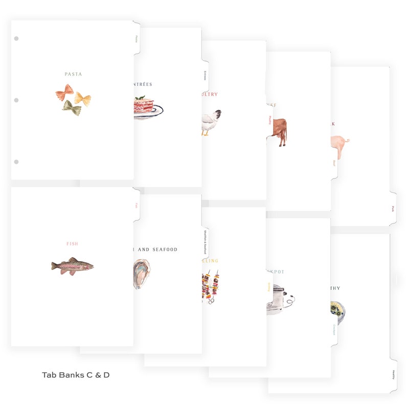 Tab Dividers for Recipe Binder 20 Categories Cute Tab Etsy