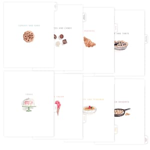 Dessert Tab Dividers for Recipe Binder - Desserts, 8 Categories, Cute Tab Dividers, Fits Standard Binder, Kitchen Binder Tabs