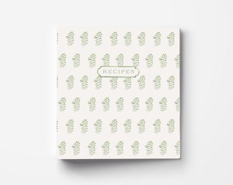 PREORDER Green Block Print 3-Ring Recipe Binder with Optional Tab Dividers