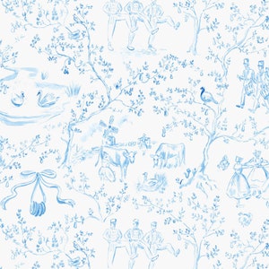12 Days of Christmas Wrapping Paper - Blue Toile, Christmas Toile, Blue and White Christmas, China Blue Christmas Wrapping, Twelve Days of