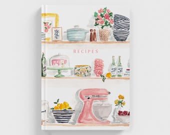 Cuaderno de recetas con páginas rayadas para estantes de cocina - Libreta para escribir recetas - Cuaderno de recetas estilo casa de campo