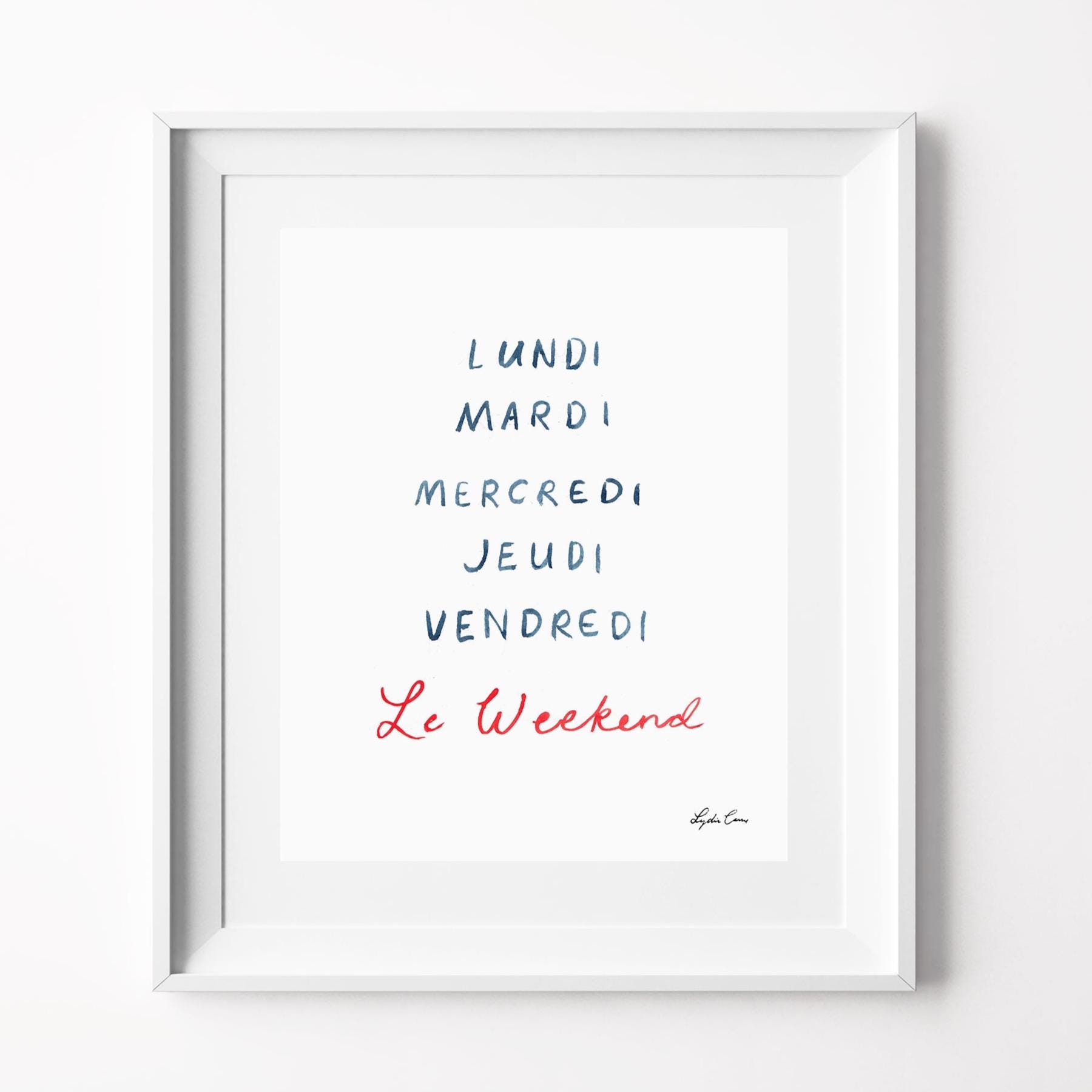 Le Weekend Art Print - Wall Art, French Wall Art, Days of the Week Art ...