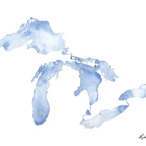 Great Lakes Map Art Print