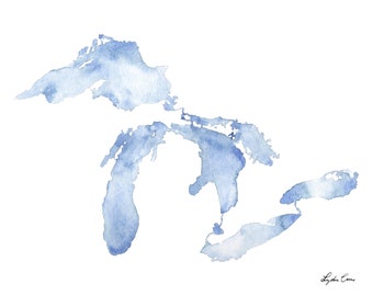 Great Lakes Map Art Print