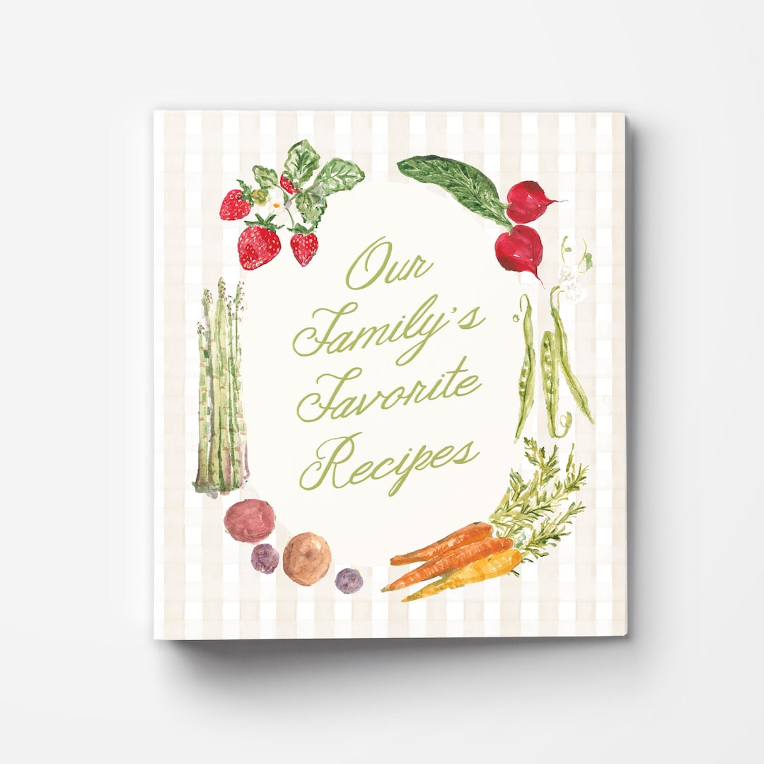 Recipe Binder - Farmer's Market, 3-Ring Binder for Recipe Storage, Family Recipe Spring Fruit, Vegetable, Gingham, Farmhouse, Cottagecore