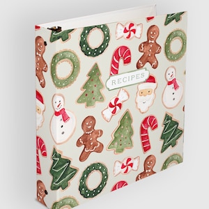 Christmas Cookies Holiday 3-Ring Recipe Binder with Optional Christmas Category Tab Dividers