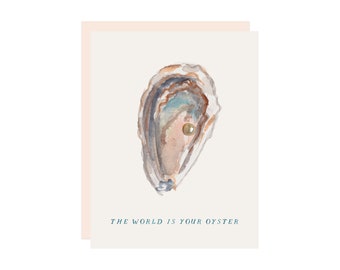 Carte de fin d'études - The World is Your Oyster - Aquarelle