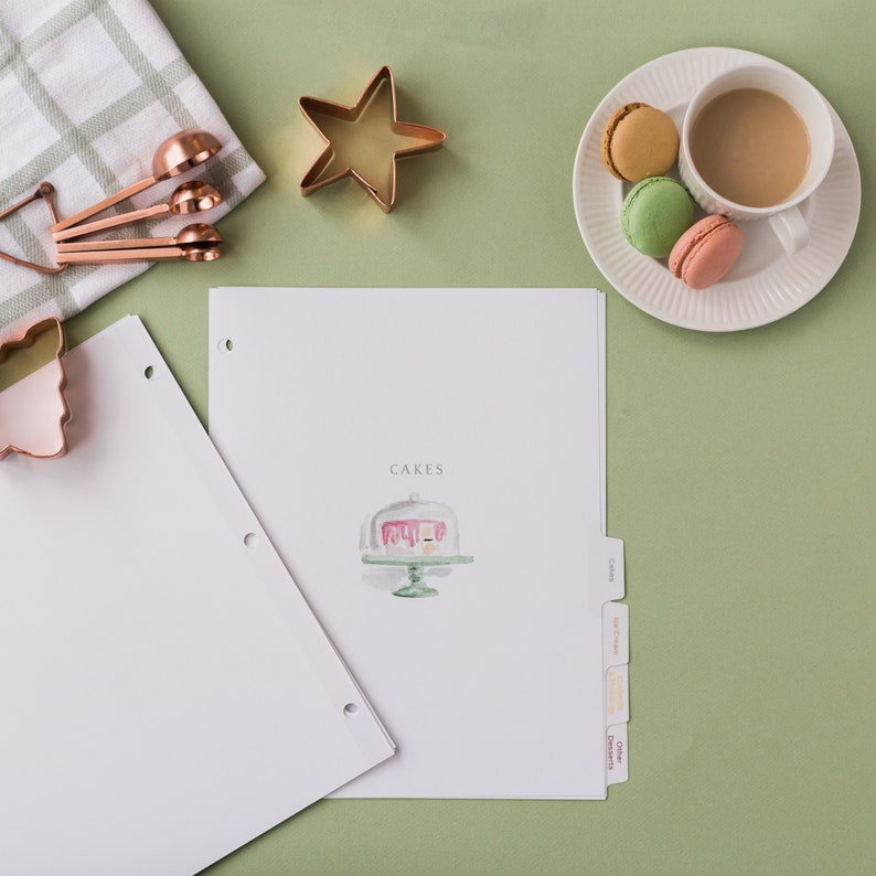 Tab Dividers for Recipe Binder Desserts 8 Categories Cute Etsy