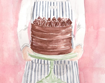 Cake Art Print - Kitchen Art, Food Illustration, Cake Illustration, Food Art Print, Kitchen Decor, Foodie Art, Cute Food Art Print