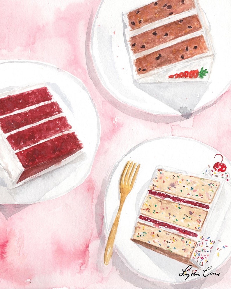 Cake Art Print - Birthday Cake Art Print, Kitchen Art, Food ...
