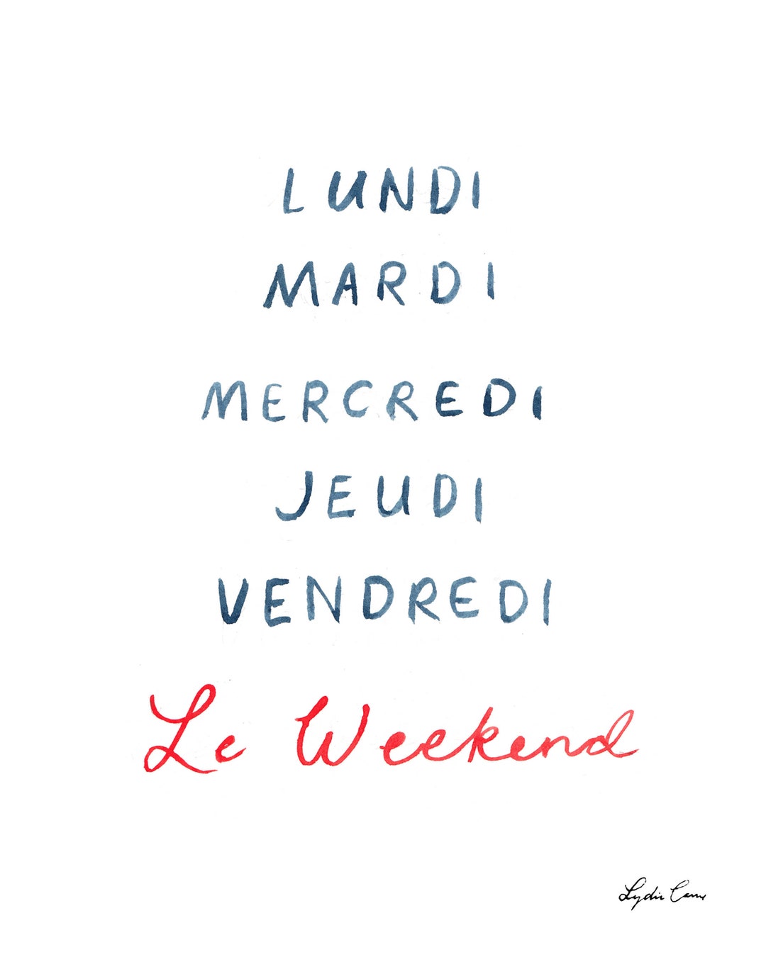 Le Weekend Art Print - Wall Art, French Wall Art, Days of the Week Art ...
