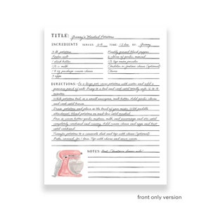 Editable Recipe Page Printable - Watercolor Illustrations - PDF Digital Download image 2