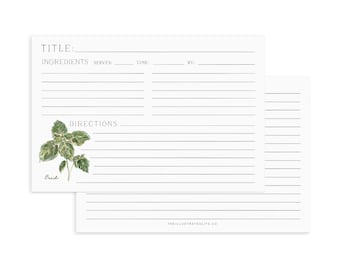 Garden Herb Recipe Cards - Set of 12 Assorted Cards, 4x6 inches.