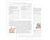 Editable Recipe Page Printable - Includes 2 Designs, Watercolor Illustrations -  PDF Digital Download