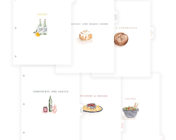 Deluxe Tab Dividers for Recipe Binder 24 Categories Cute Etsy