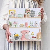 Recipe Binder - Kitchen Shelves Watercolor - 3-Ring 2-inch Binder for Recipe Storage and Organization - Add Optional Tab Dividers