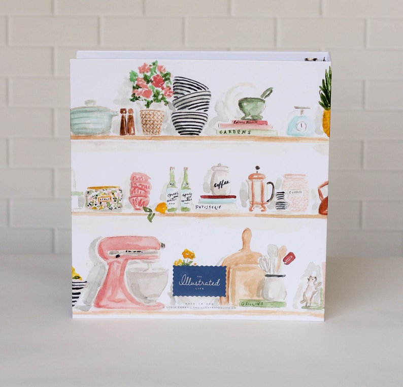 Kitchen Shelves 3-Ring Recipe Binder Add Tab Dividers