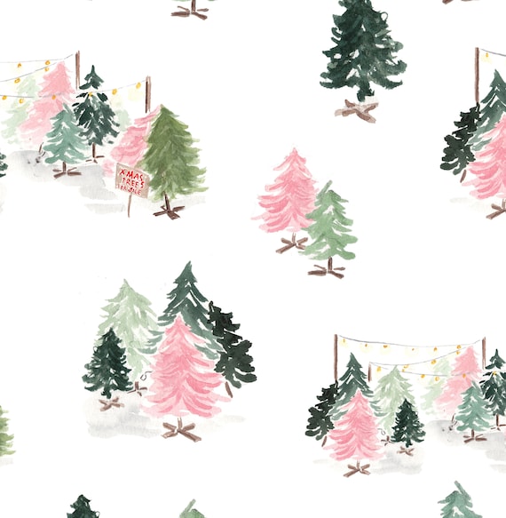 Christmas Wrapping Paper Mid Century Mod Christmas Trees | Etsy