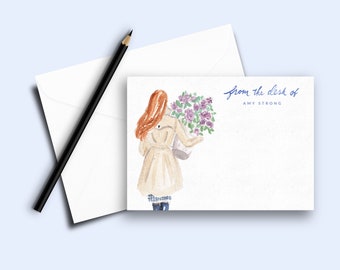 Personalized Flat Notecards - Customized Card, Fashion Illustration, Girly Stationery, custom stationary, custom stationery, cute stationery