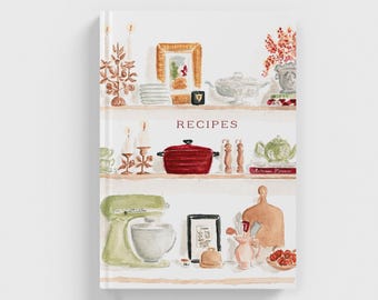 Autumn Kitchen Shelves Recipe Journal with Lined Pages - Notebook for Writing Recipes - Cozy Cottagecore Recipe Journal