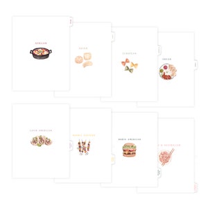 Global Tab Dividers for Recipe Binder - World Cuisines, 8 Categories, International Recipes, Cute Tab Dividers, Fits Standard Binder