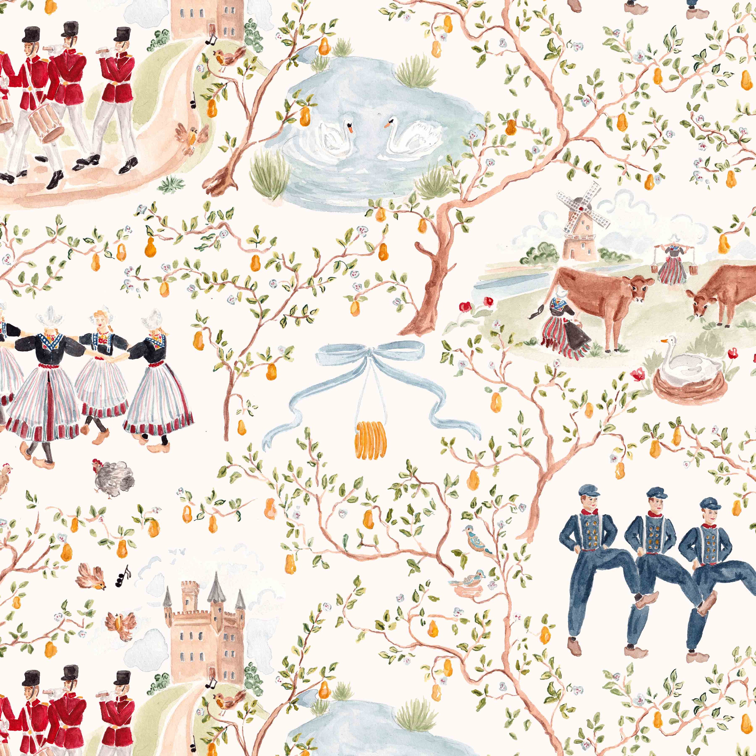 Christmas Wrapping Paper - 12 Days of Christmas Toile