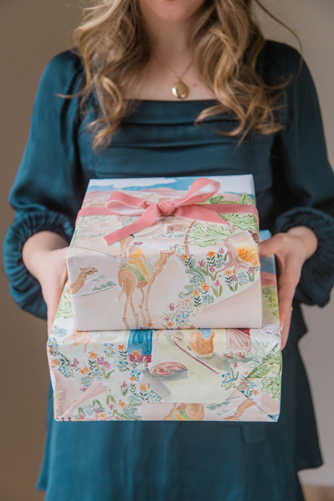 Christmas Wrapping Paper Tapestry Nativity Scene, Holiday Gift Wrap