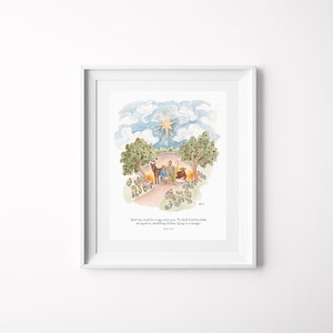 Art Print - The Nativity of Jesus, Christmas Art Print, Traditional Art Print, Traditional Christmas Art, Watercolor Christmas Art Print