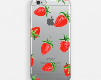 Clear iPhone Case - Strawberries