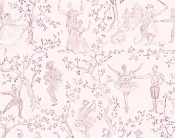 Christmas Wrapping Paper - Sugar Plum Nutcracker Toile, Toile Gift Wrap, Holiday Gift Wrap Christmas Gift Wrap, Watercolor Ballet Gift Wrap