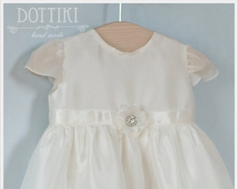 Baby Girl Christening Gown - Silk Baptism Outfit - Christening Sleveless Gown - Girls Christening Outfit